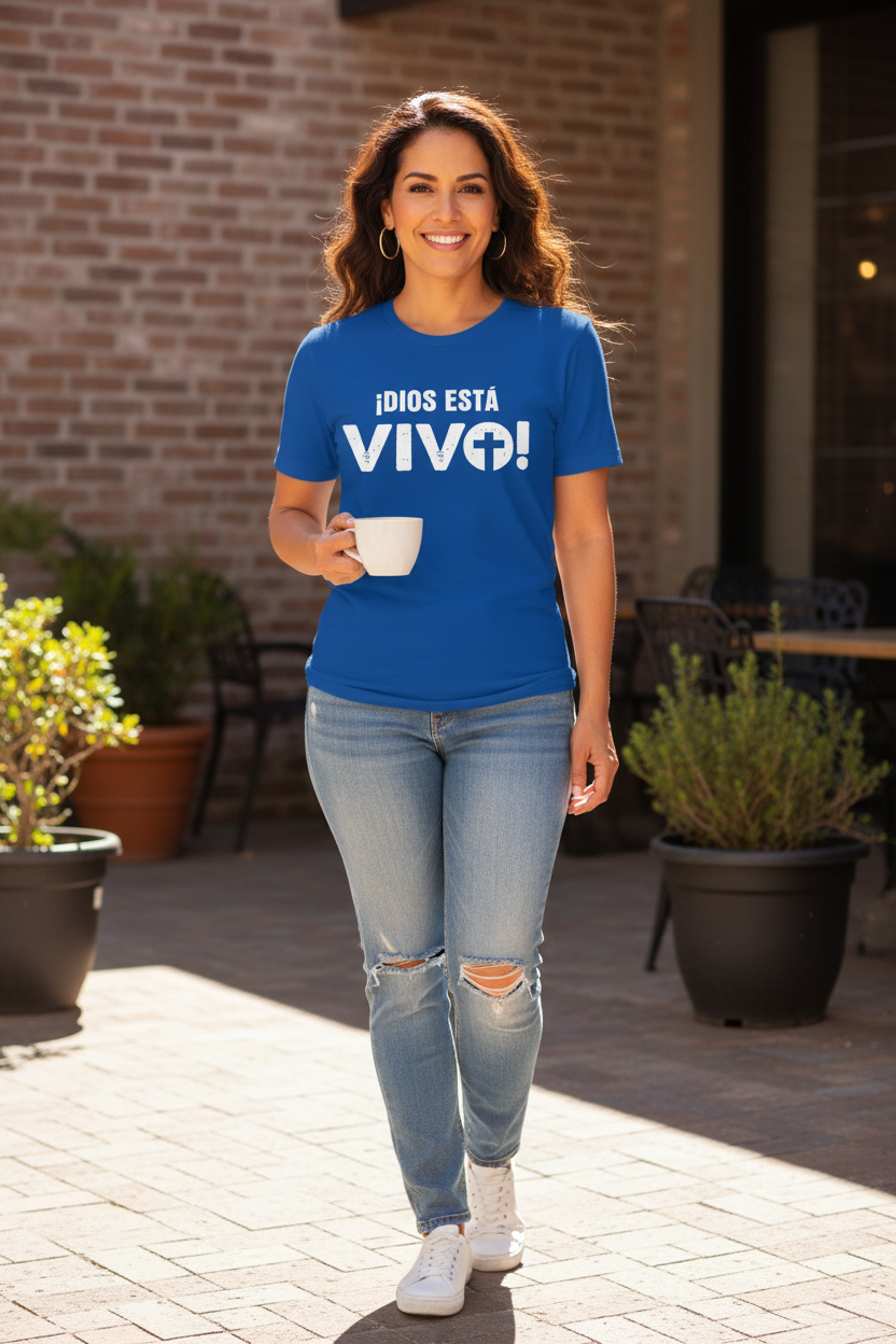 Dios está Vivo Spanish Faith Tee lifestyle photo